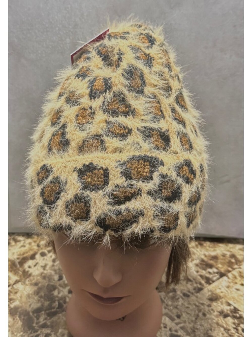 Fuzzy Leopard Print Beanie Hat By So